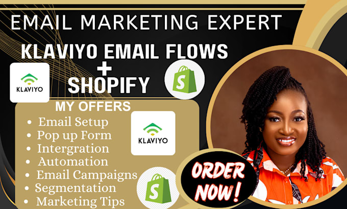 Gig Preview - Do shopify email marketing, email template design, klaviyo email flows