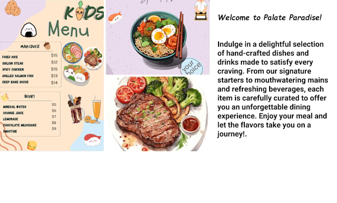 Gig Preview - Make cute, custom menus that will delight your customers