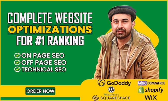 Gig Preview - Rank wordpress shopify wix squarespace first page with SEO