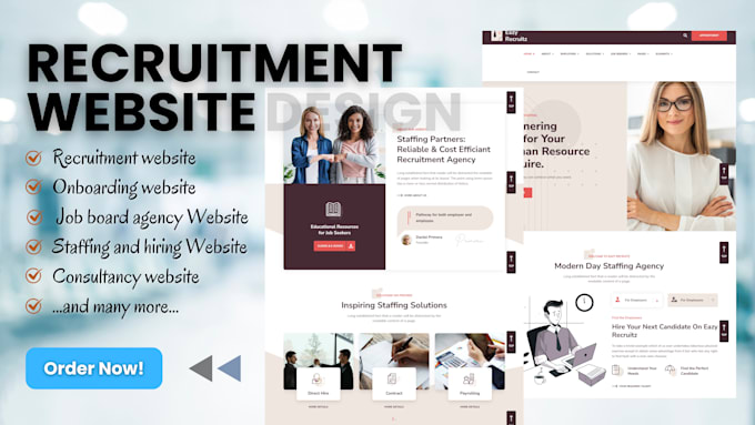 Gig Preview - Build recruitment website, job board agency, staffing hiring consultancy website