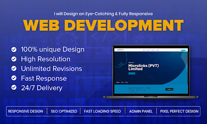 Gig Preview - Do custom website development as full stack developer