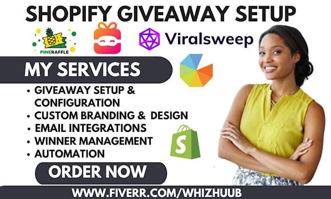 Gig Preview - Setup shopify giveaway viralsweep ninja gleam pineraffle social boost gift app