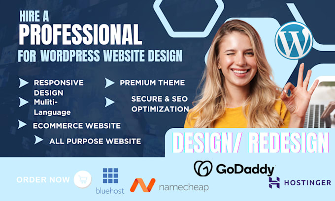 Gig Preview - Design, redesign, build, rebuild, edit, clone, fix or revamp wordpress website