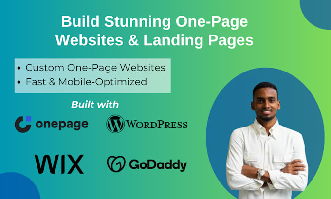 Gig Preview - Build your custom design website on onepage io wix wordpress godaddy