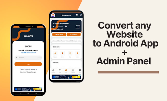 Gig Preview - Convert any website to an android app with admin panel