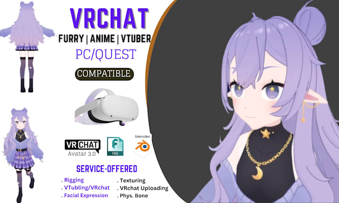 Bestseller - do detailed custom 3d avatar, vrchat avatar or 3d vtuber model, furry anime avi