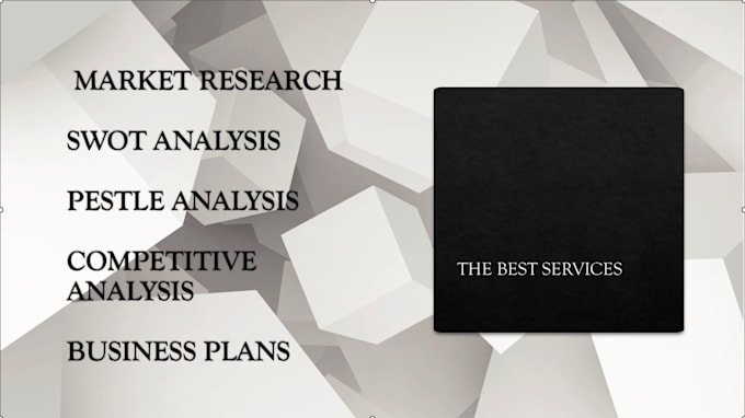 Gig Preview - Do market research, swot or pestle analysis, and competitor analysis