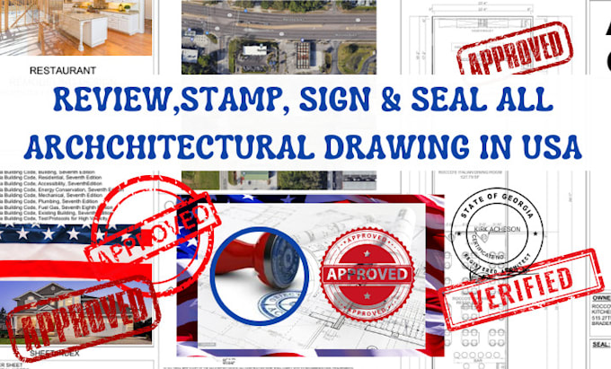 Gig Preview - Digital stamp, architecture stamp, sign review USA architectural drawing plan