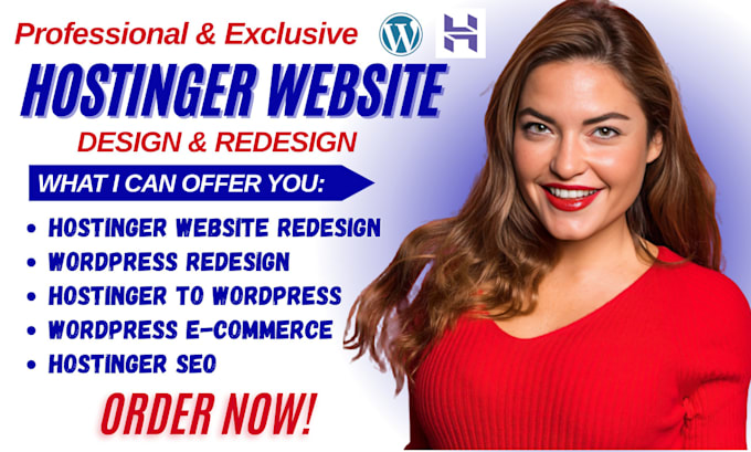 Gig Preview - Design redesign or migrate wordpress website hostinger website landingpage