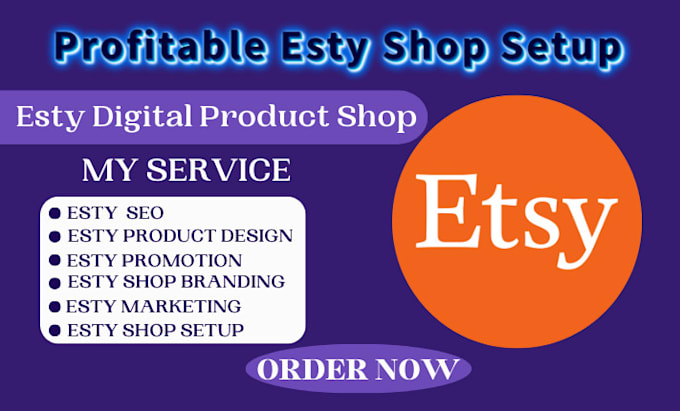 Gig Preview - Do etsy shop setup with etsy product etsy listing etsy digital product, etsy SEO