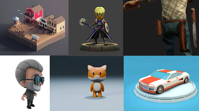 Gig Preview - 3d low poly character 3d minimalist character 3d cartoon character 3d game model