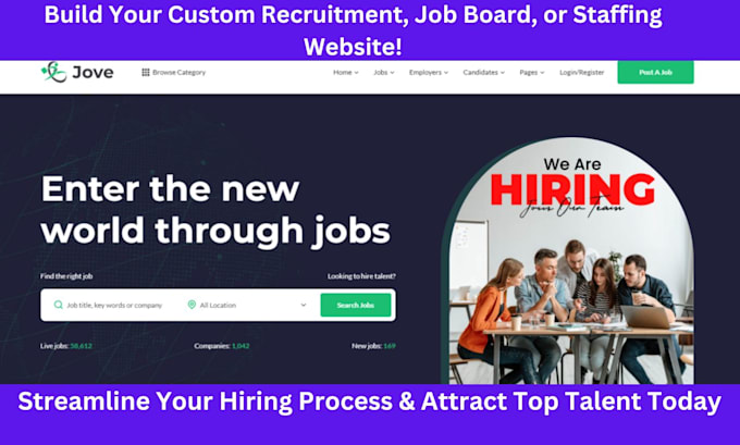 Gig Preview - Create recruitment website, job board website, staffing hiring website