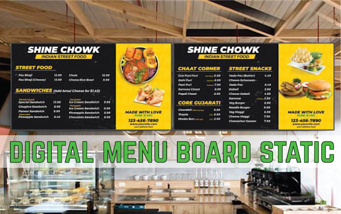 Gig Preview - Design vertical animated display screens for restaurant, takeaways, cafe,