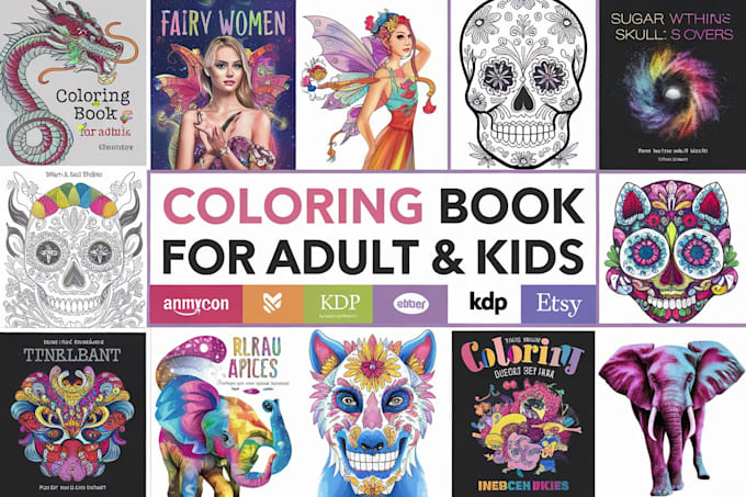 Gig Preview - Do adult and kids coloring pages adult coloring book activity book for kdp