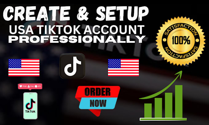 Gig Preview - Professionally create and set up USA tiktok accounts and tiktok business