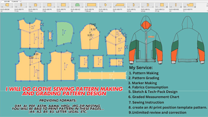 Gig Preview - Do clothe sewing pattern making and grading pattern design