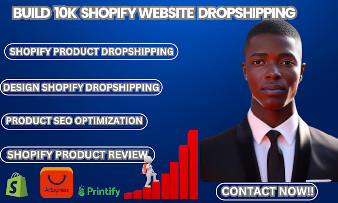 Gig Preview - Build shopify store, shopify dropshipping store, shopify website