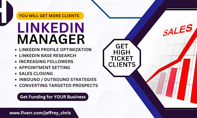 Gig Preview - Do b2b linkedin marketing manager, sales closer representative, lead generation