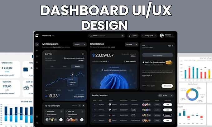 Gig Preview - Create a modern dashboard design, excel dashboard and admin panel UI UX design