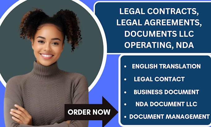 Gig Preview - Write and translate legal business documents, legal contracts, agreements, nda