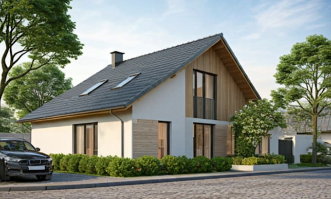 Gig Preview - Design bungalow plan, realistic exterior,3d sketchup 3ds max rendering