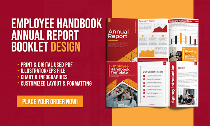 Gig Preview - Design an annual report, employee handbook, or booklet