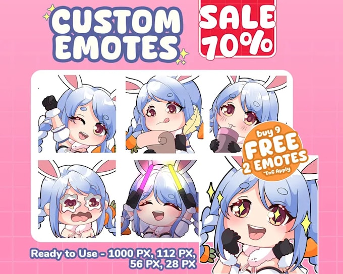 Gig Preview - Custom chibi emotes or kick emote commission, animated emotes ,youtube ,discord