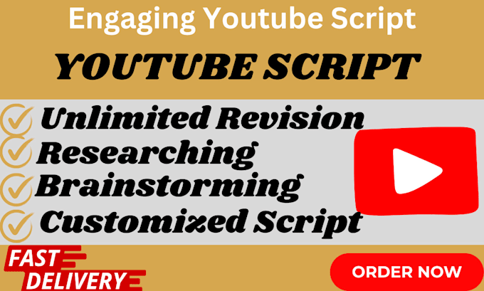 Gig Preview - Be your youtube script writer, professional video script writing