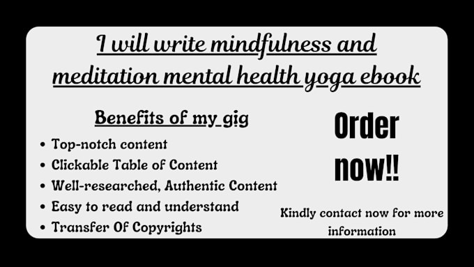 Gig Preview - Write mindfulness and meditation mental health yoga ebook