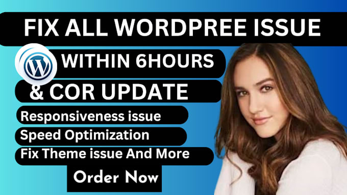 Gig Preview - Fix wordpress error bugs landing page speed issues customize wordpress website