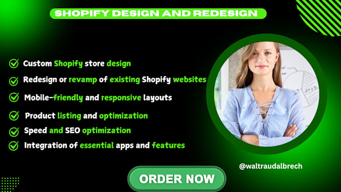 Gig Preview - Design shopify website redesign shopify store shopify dropshipping store