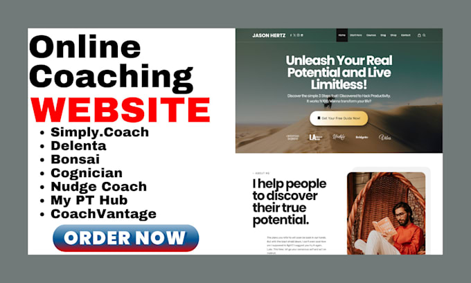 Gig Preview - Build kajabi simply coach learnpress appointment coaching website