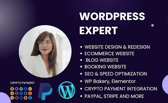 Gig Preview - Wordpress ecommerce website crypto wordpress website wordpress SEO woocommerce