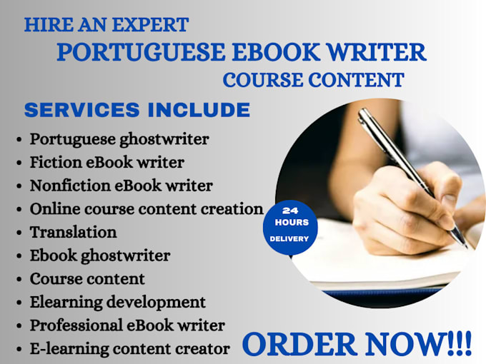 Gig Preview - Write an exclusive portuguese ebook writer, book ghostwriting, course content