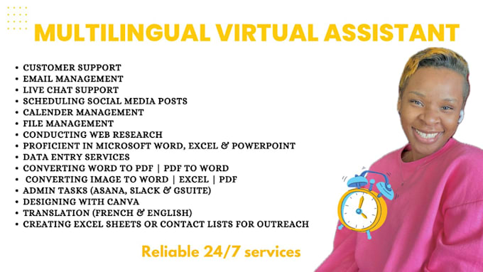 Gig Preview - Be your multilingual virtual assistant