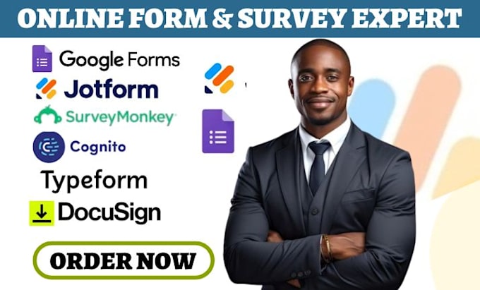 Gig Preview - Create pdf online form jotform typeform google form cognito form, online surveys