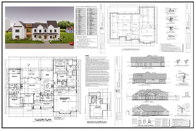 Gig Preview - Draw architectural floor plan, elevations, sections, roof, site plan in autocad