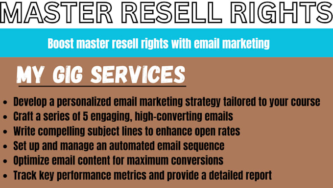 Gig Preview - Promote master resell rights course with email sales for passive income