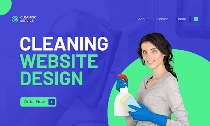 Gig Preview - Design office cleaning website, house cleaning website, cleaning service website