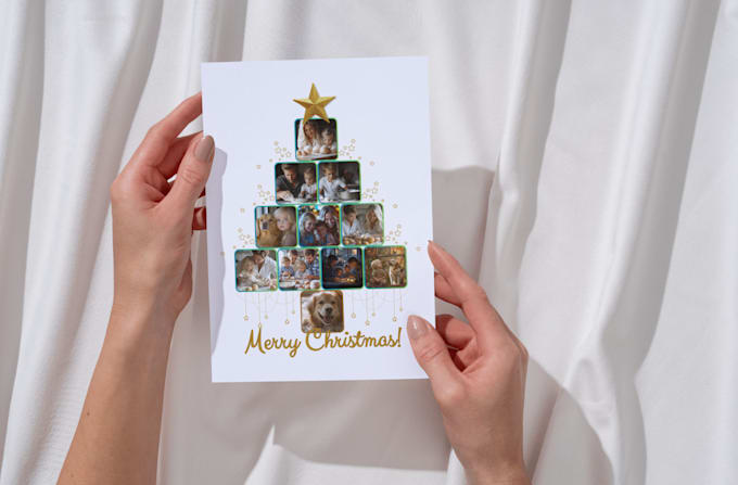 Bestseller - create personalized a4 christmas tree photo collage