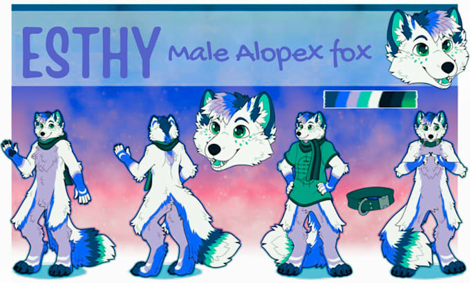 Gig Preview - Draw reference sheet for your furry fursona character, furry oc character sheet