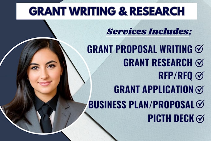 Gig Preview - Research grant ,grant proposal writing, grant application ,business plan, rfp