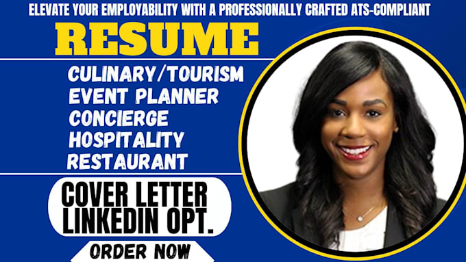 Gig Preview - Craft culinary event planner concierge tourism restaurant hospitality resume