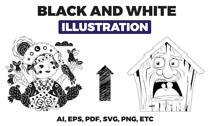 Gig Preview - Draw simple black and white line art illustration for you