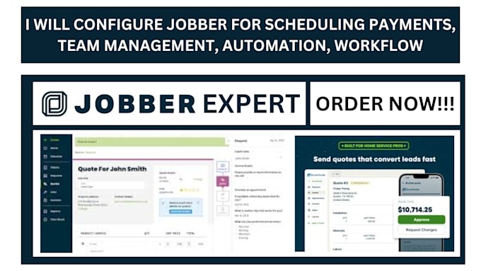 Gig Preview - Configure jobber for scheduling payments, team management, automation, workflow