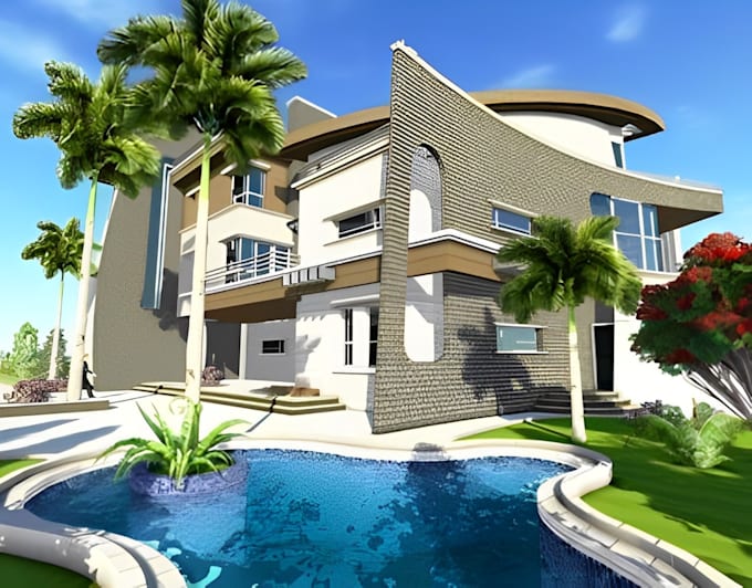 Gig Preview - Do 3d house exterior design, interior rendering, building rendering, sketchup