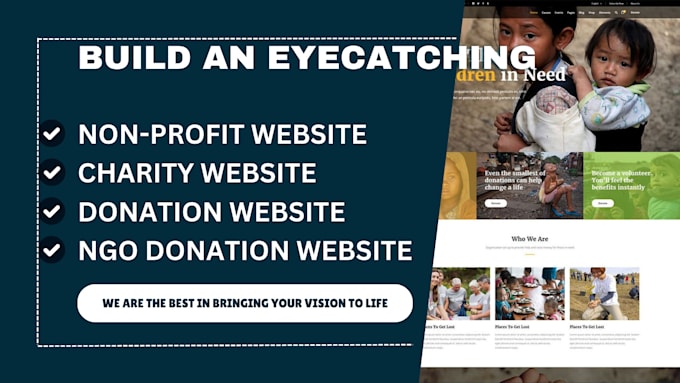 Gig Preview - Design an eye catching nonprofit website charity donation crowdfunding website