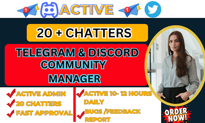 Gig Preview - Be active telegram community manager with 20 chatters for crypto project growth