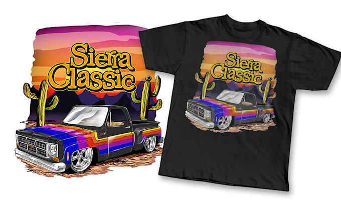 Gig Preview - Design car illustration automotive for t shirt merchandise