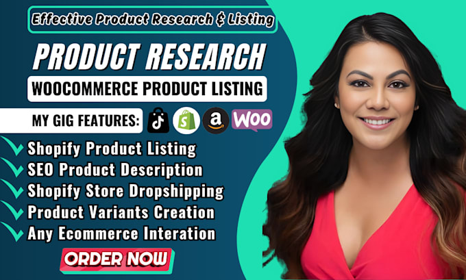 Gig Preview - Do product research product listing to ecommerce platform woocommerce shopify